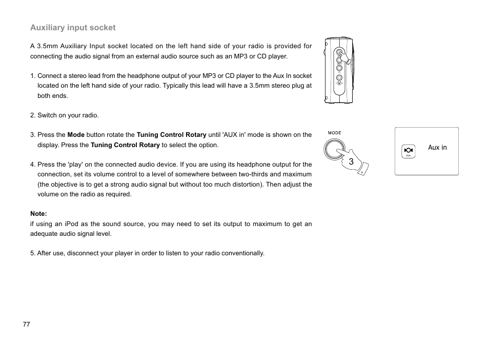 Auxiliary input socket | Sangean WFR-28C (R1) User Manual | Page 78 / 87