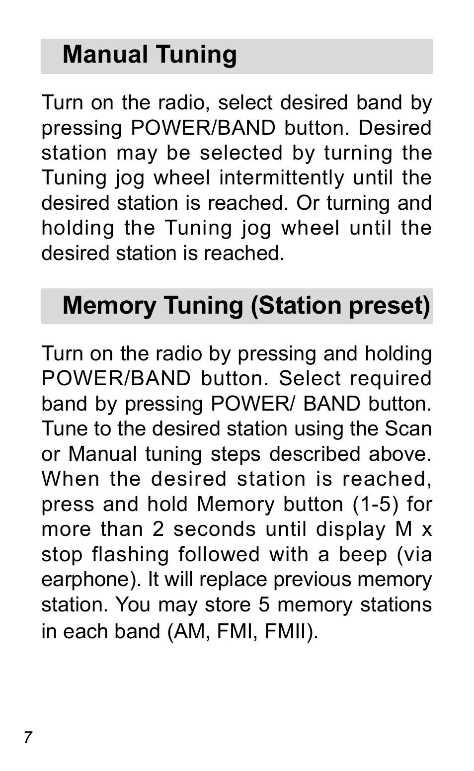 Manual tuning | Sangean DT-120 (R1) User Manual | Page 8 / 12