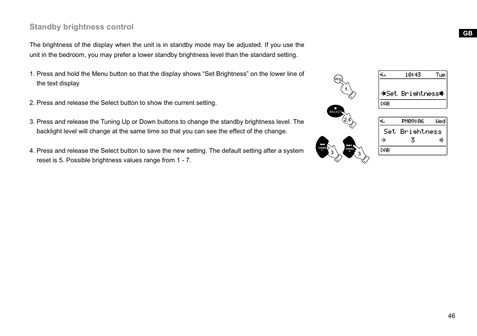 Standby brightness control | Sangean DMS-37BT (R2) User Manual | Page 47 / 56