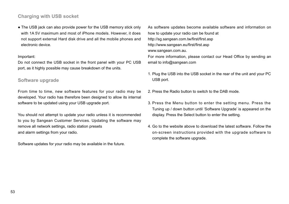 Sangean DMS-37BT (R2) User Manual | Page 54 / 56