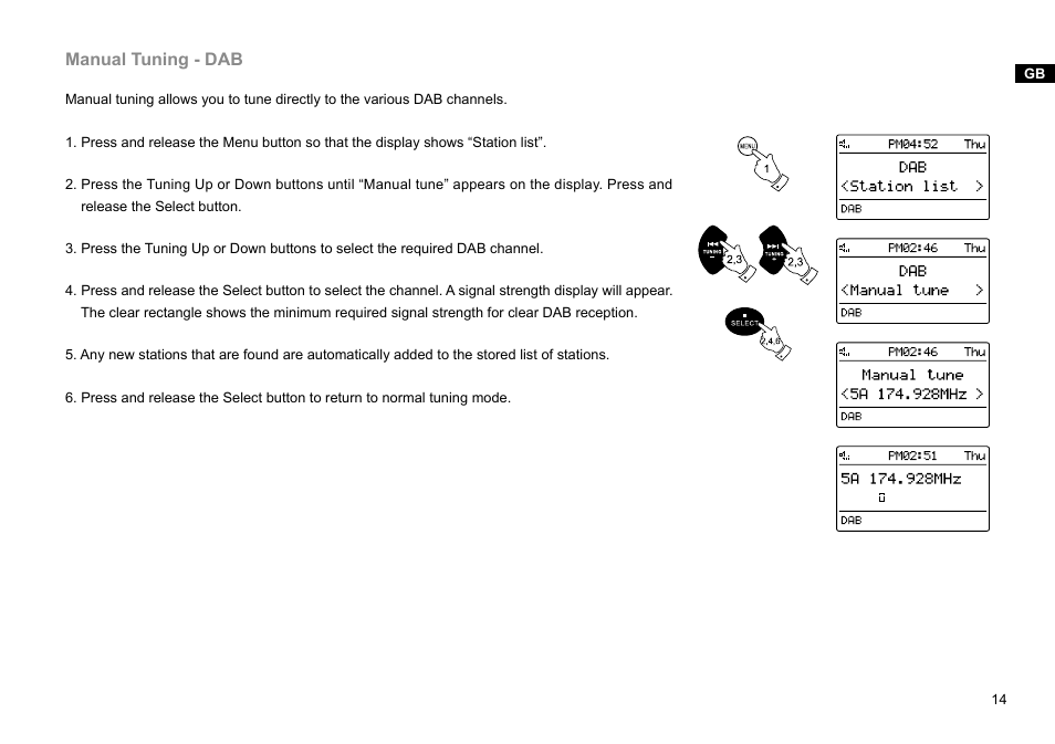 Manual tuning - dab | Sangean DMS-37BT (R1) User Manual | Page 15 / 56
