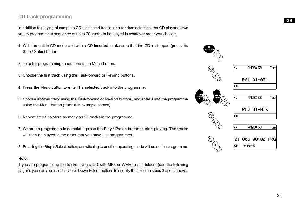 Cd track programming | Sangean DMS-37BT (R1) User Manual | Page 27 / 56