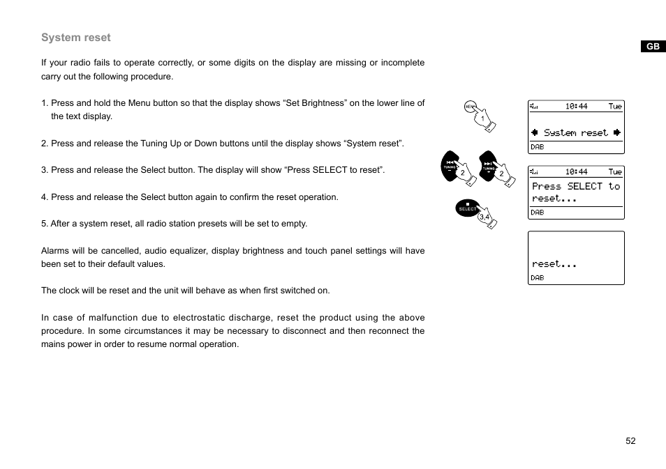 System reset | Sangean DMS-37BT (R1) User Manual | Page 53 / 56