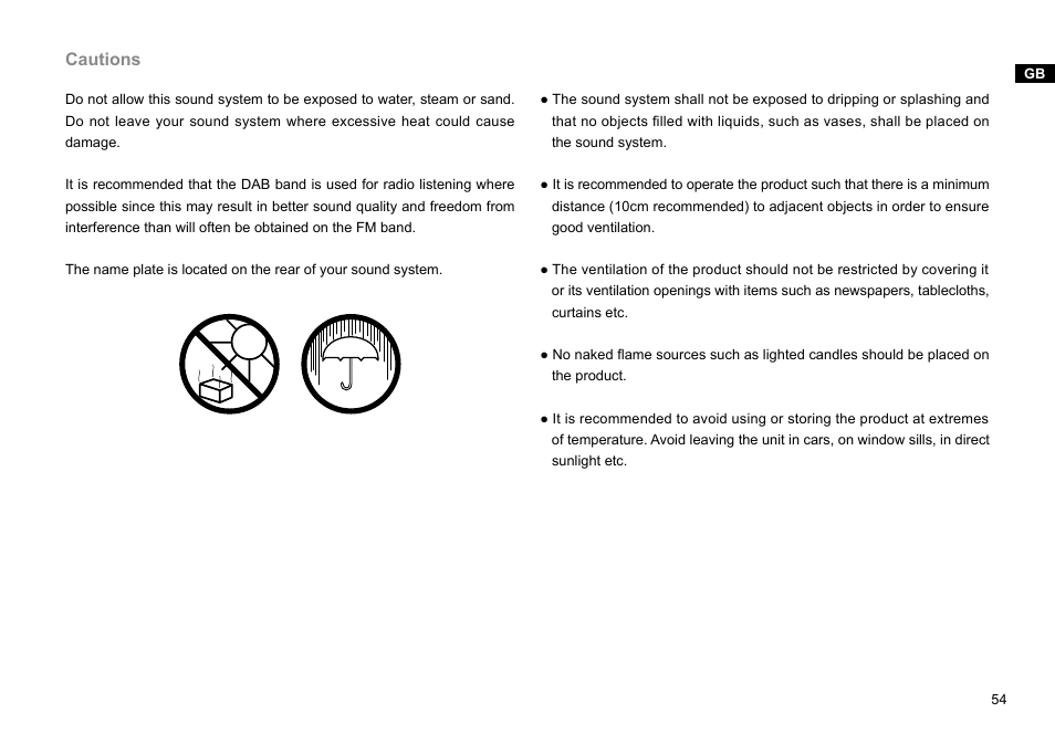 Cautions | Sangean DMS-37BT (V1) User Manual | Page 55 / 56