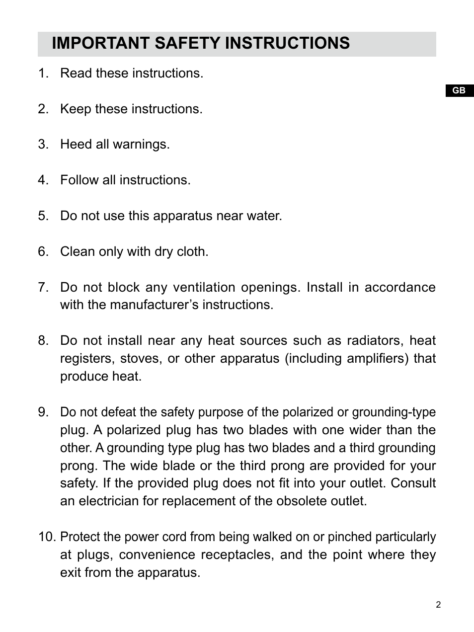 Important safety instructions | Sangean U4 DBT (V1) User Manual | Page 3 / 49