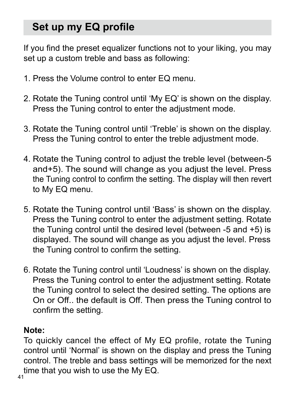 Set up my eq profile | Sangean U4 DBT (V1) User Manual | Page 42 / 49