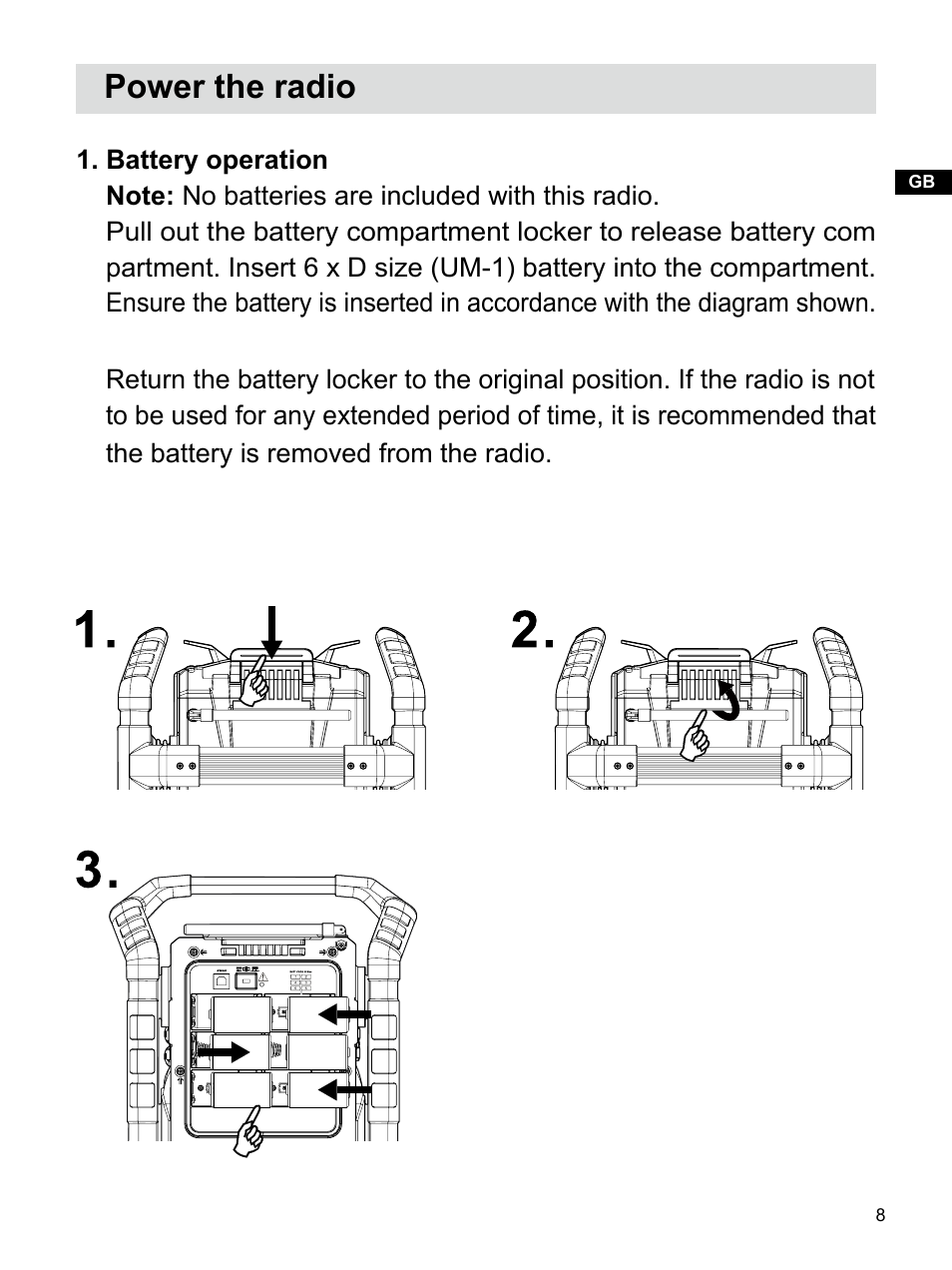 Power the radio | Sangean U4 DBT (V1) User Manual | Page 9 / 49