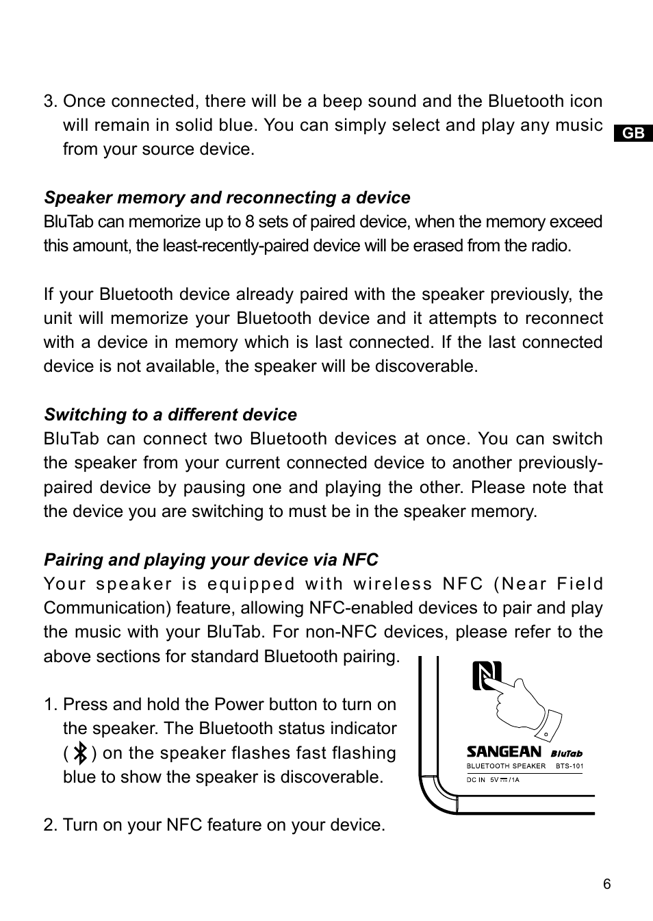 Sangean BluTab BTS-101 (V1) User Manual | Page 7 / 13