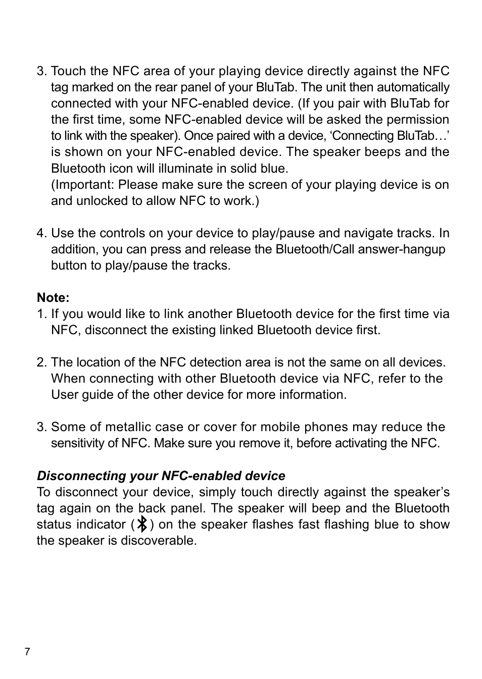 Sangean BluTab BTS-101 (V1) User Manual | Page 8 / 13