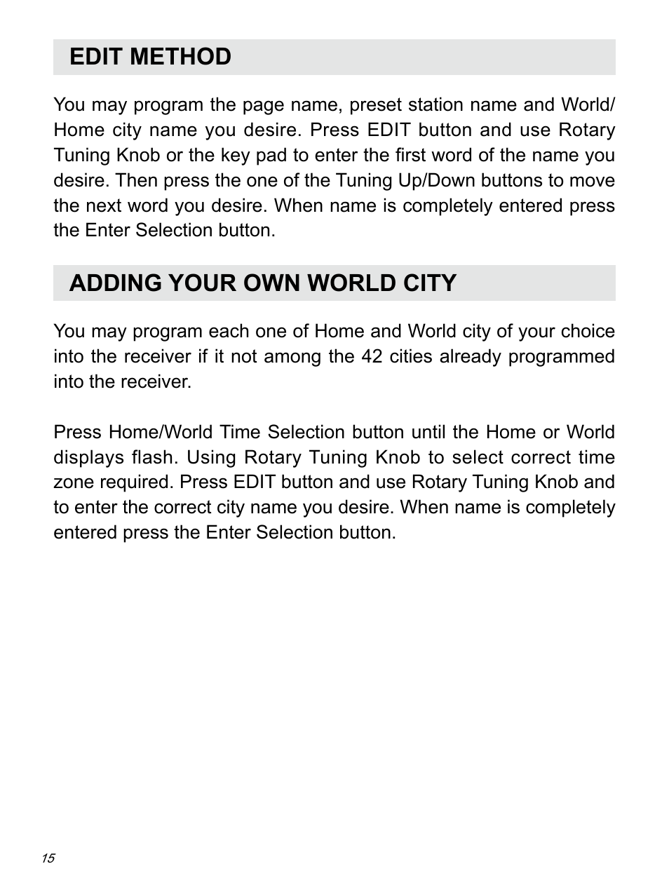 Edit method, Adding your own world city | Sangean ATS-909X w (R1) User Manual | Page 16 / 39