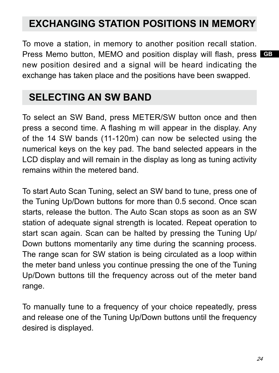 Selecting an sw band | Sangean ATS-909X w (R1) User Manual | Page 25 / 39