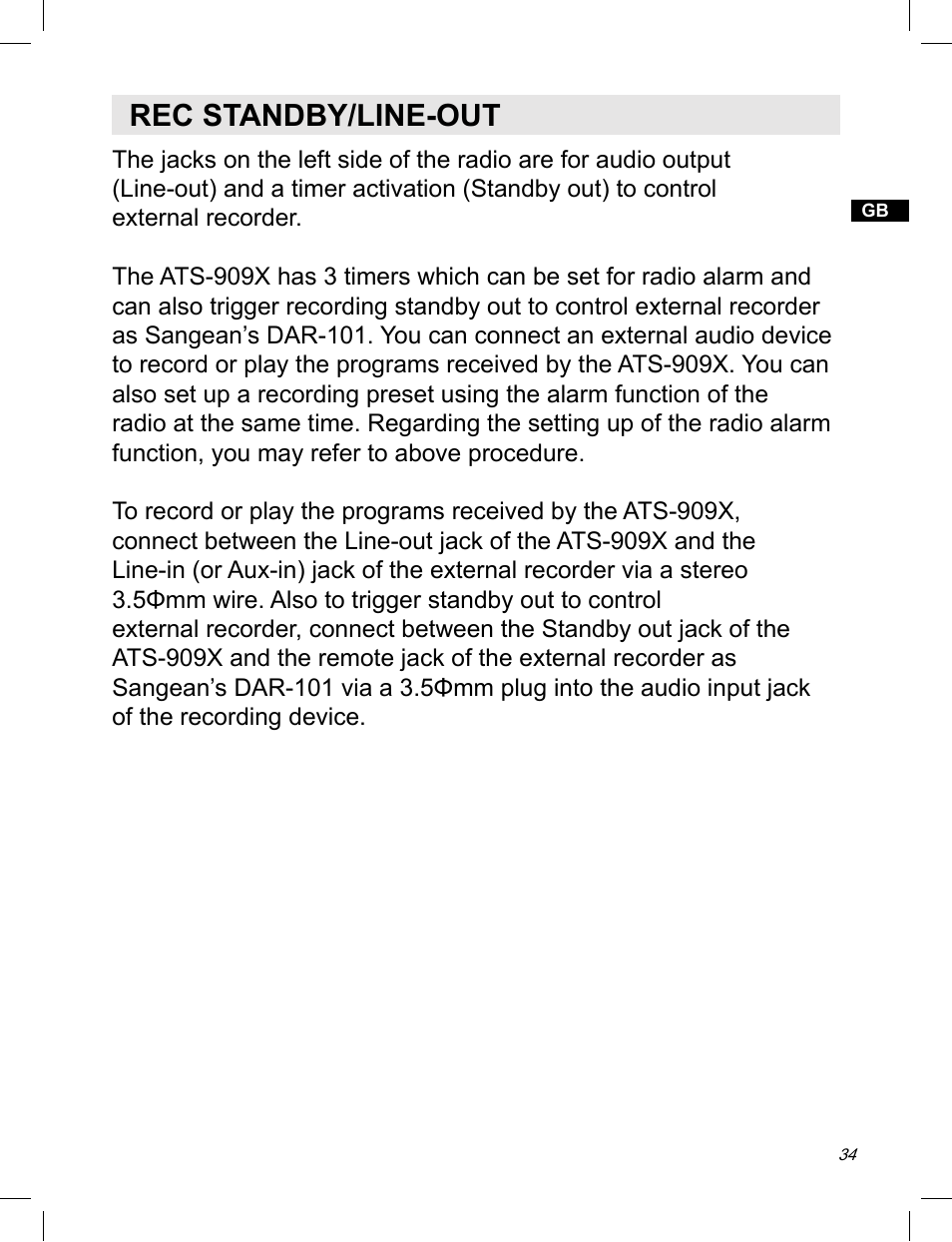 Rec standby/line-out | Sangean ATS-909X w (V1) User Manual | Page 35 / 40