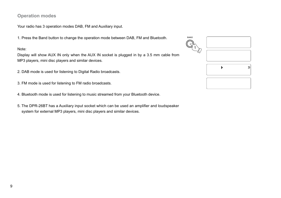 Operation modes | Sangean DPR-26BT (V1) User Manual | Page 10 / 33