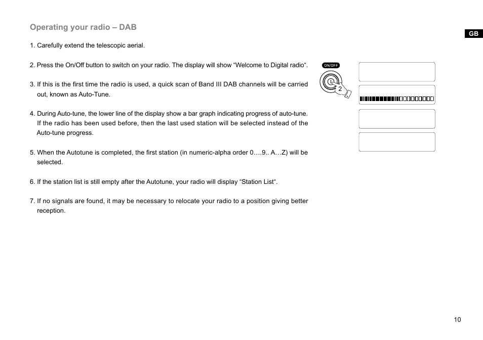 Operating your radio – dab | Sangean DPR-26BT (V1) User Manual | Page 11 / 33