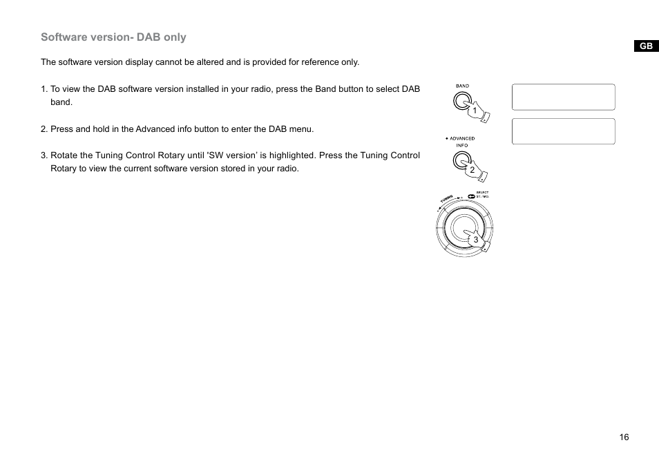 Software version- dab only | Sangean DPR-26BT (V1) User Manual | Page 17 / 33