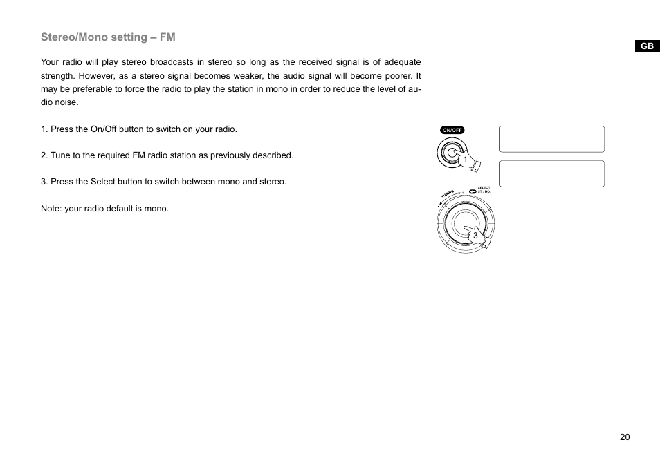 Stereo/mono setting – fm | Sangean DPR-26BT (V1) User Manual | Page 21 / 33