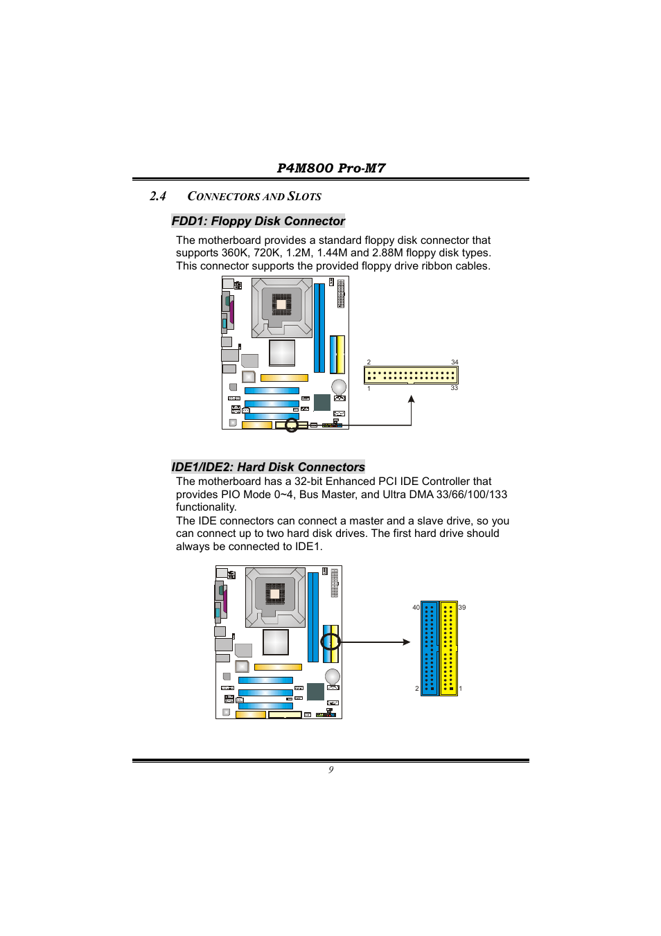 4 connectors and slots, Connectors and slots | BioStar P4M800 User Manual | Page 11 / 31