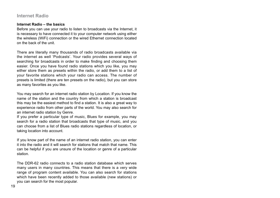 Internet radio | Sangean DDR-62 (R1) User Manual | Page 20 / 104