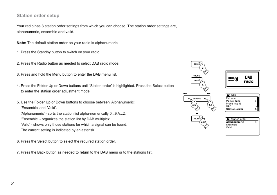 Station order setup | Sangean DDR-62 (R1) User Manual | Page 52 / 104