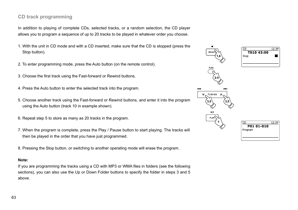 Cd track programming | Sangean DDR-62 (R1) User Manual | Page 64 / 104