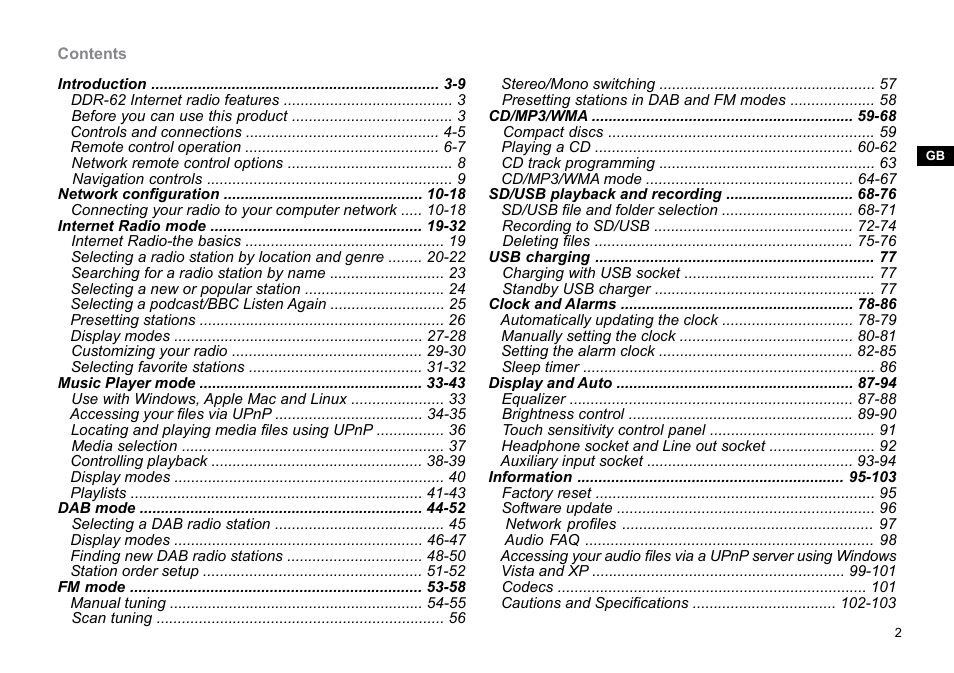 Sangean DDR-62 (V1) User Manual | Page 3 / 104