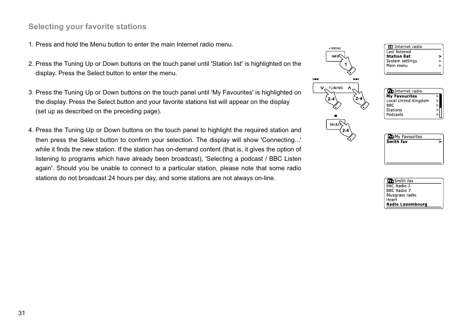 Selecting your favorite stations | Sangean DDR-62 (V1) User Manual | Page 32 / 104