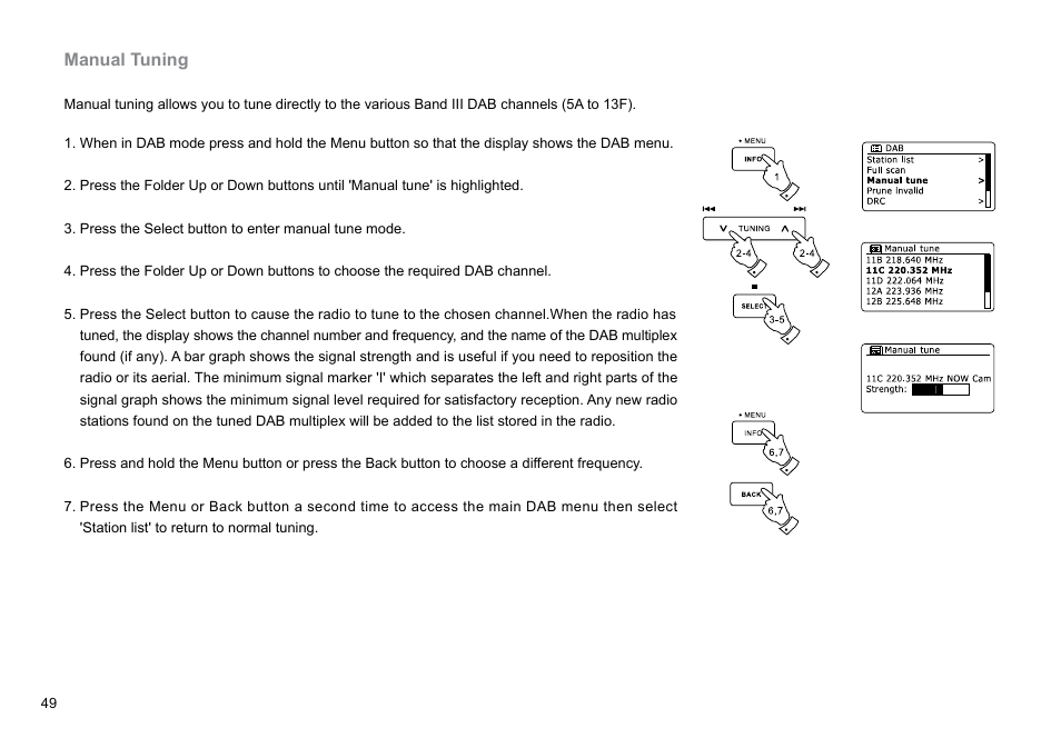 Manual tuning | Sangean DDR-62 (V1) User Manual | Page 50 / 104