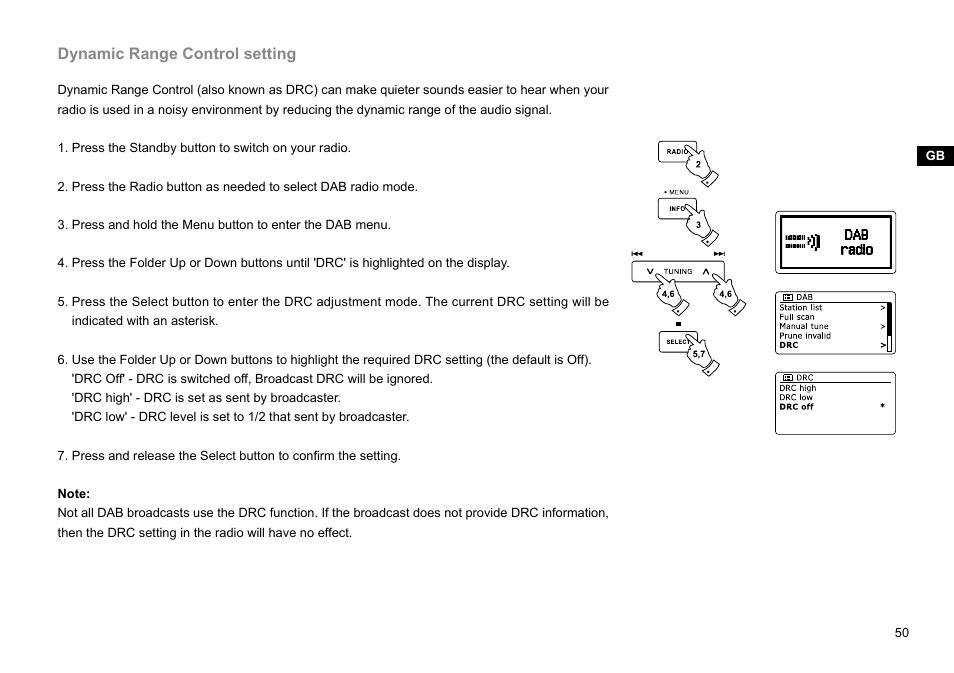 Dynamic range control setting | Sangean DDR-62 (V1) User Manual | Page 51 / 104