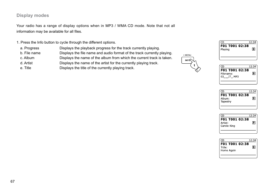 Display modes | Sangean DDR-62 (V1) User Manual | Page 68 / 104