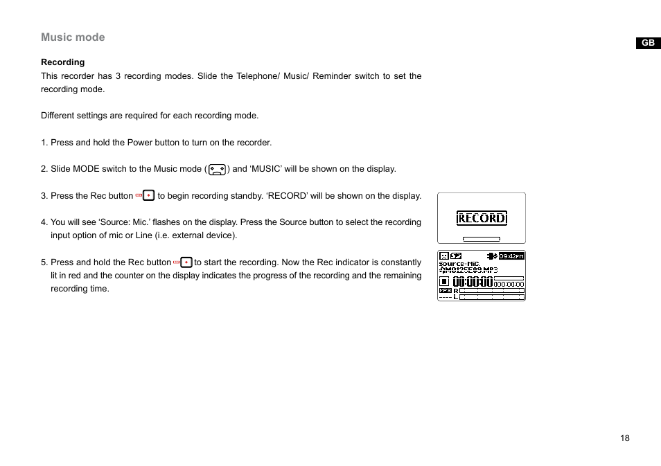 Music mode | Sangean DAR-101 (R1) User Manual | Page 19 / 42