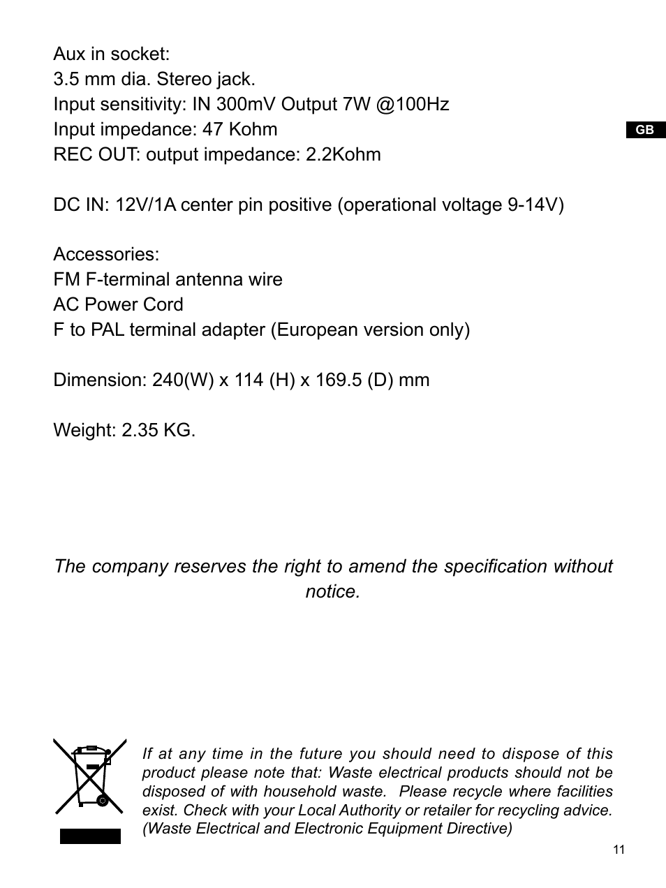 Sangean WR-1 (V1) User Manual | Page 12 / 12