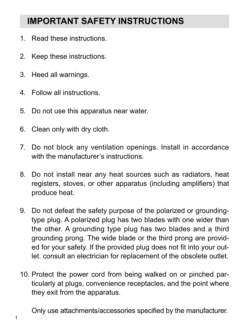 Important safety instructions | Sangean U3 (V1) User Manual | Page 2 / 19