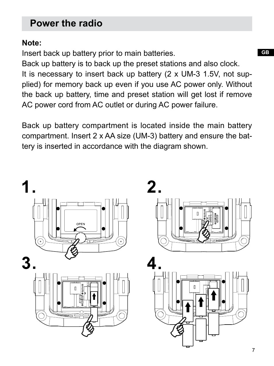 Power the radio | Sangean U3 (R1) User Manual | Page 8 / 19