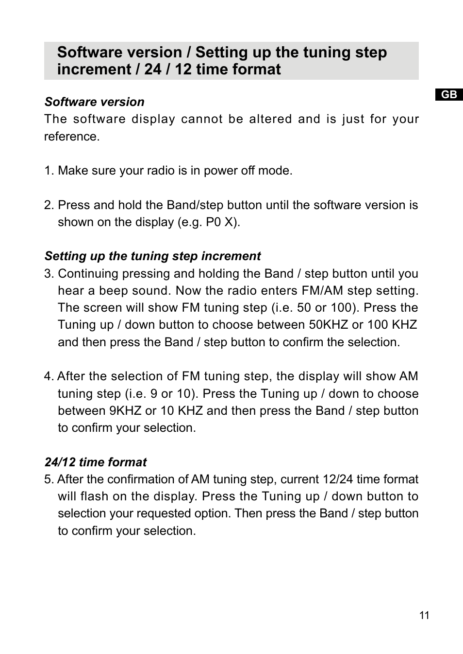 Sangean PR-D18 (V1) User Manual | Page 12 / 17