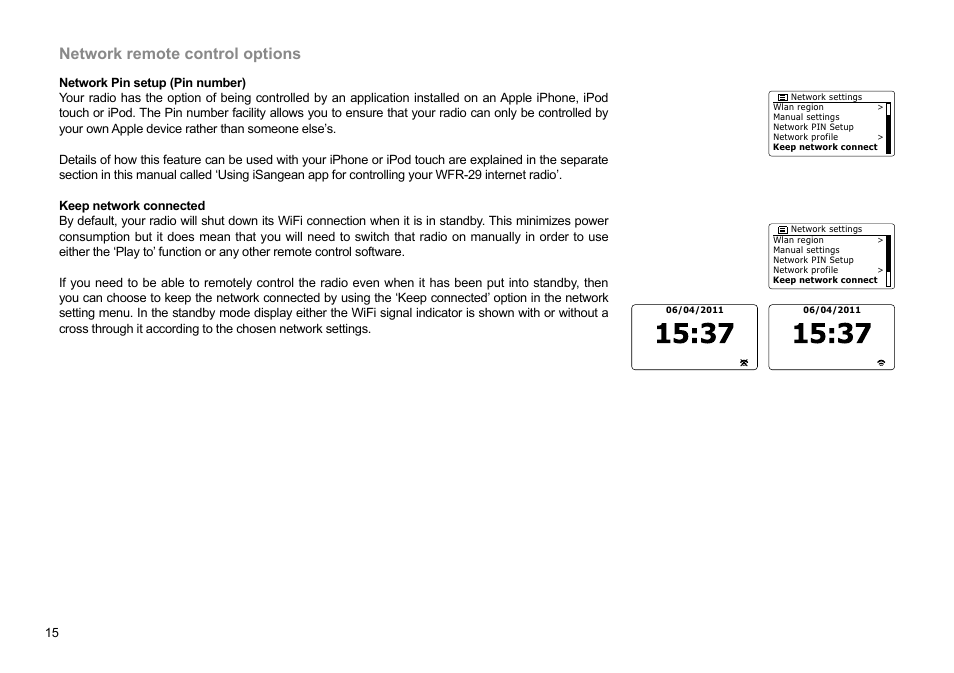 Network remote control options | Sangean WFR-29D (R1) User Manual | Page 16 / 84