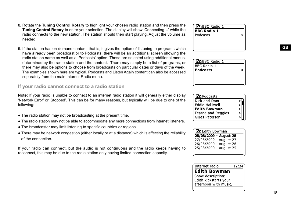 If your radio cannot connect to a radio station | Sangean WFR-29D (R1) User Manual | Page 19 / 84