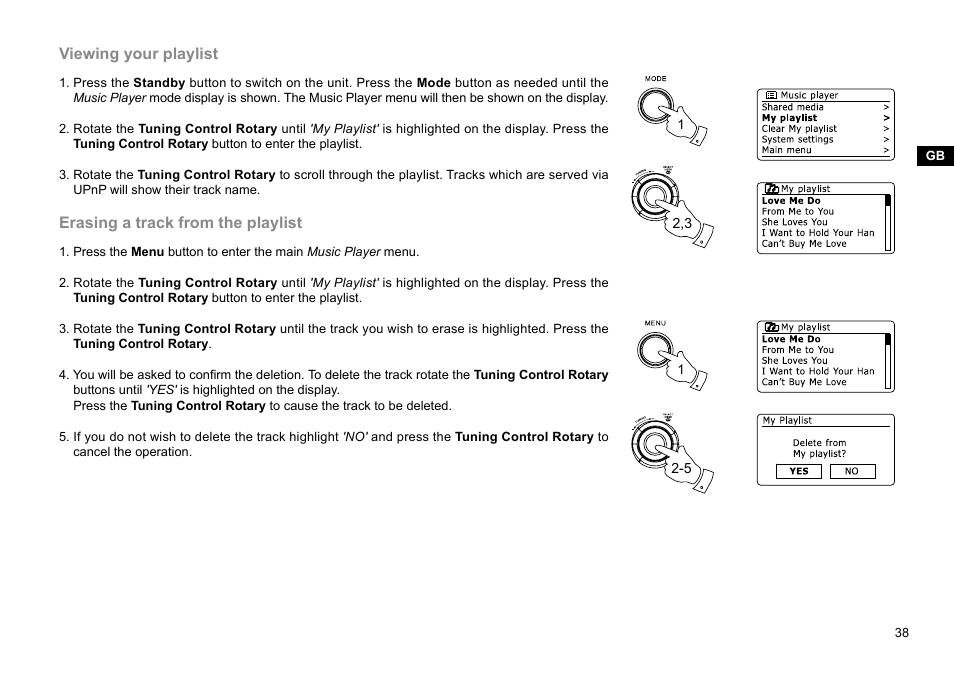 Viewing your playlist, Erasing a track from the playlist | Sangean WFR-29D (R1) User Manual | Page 39 / 84