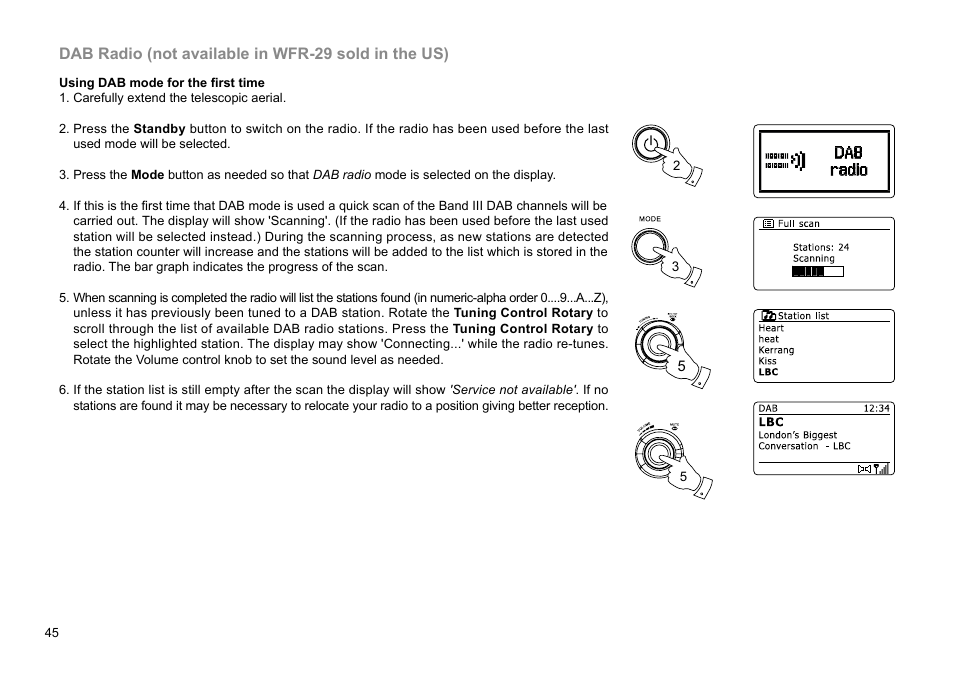 Dab radio (not available in wfr-29 sold in the us) | Sangean WFR-29D (R1) User Manual | Page 46 / 84