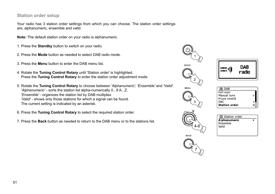 Station order setup | Sangean WFR-29D (R1) User Manual | Page 52 / 84