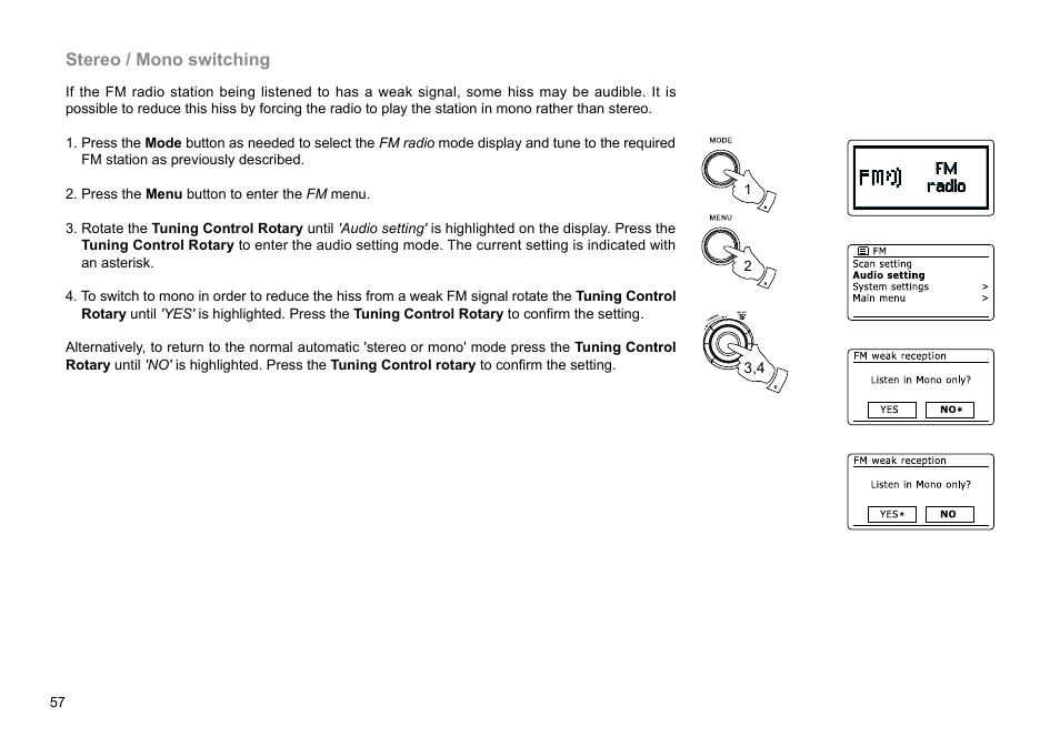 Stereo / mono switching | Sangean WFR-29D (R1) User Manual | Page 58 / 84