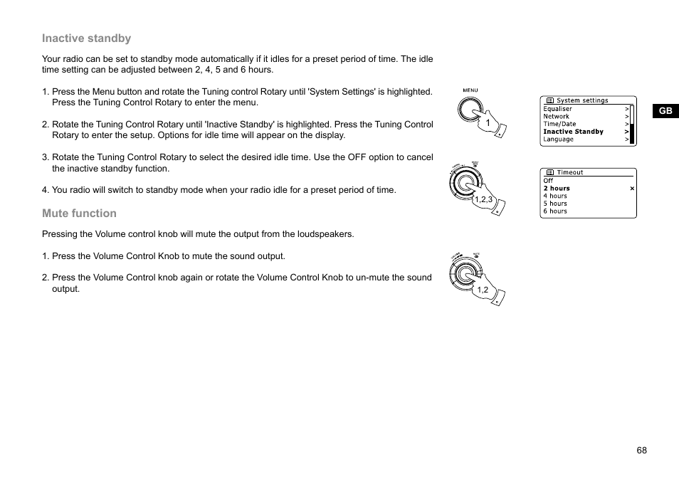 Inactive standby, Mute function | Sangean WFR-29D (R1) User Manual | Page 69 / 84