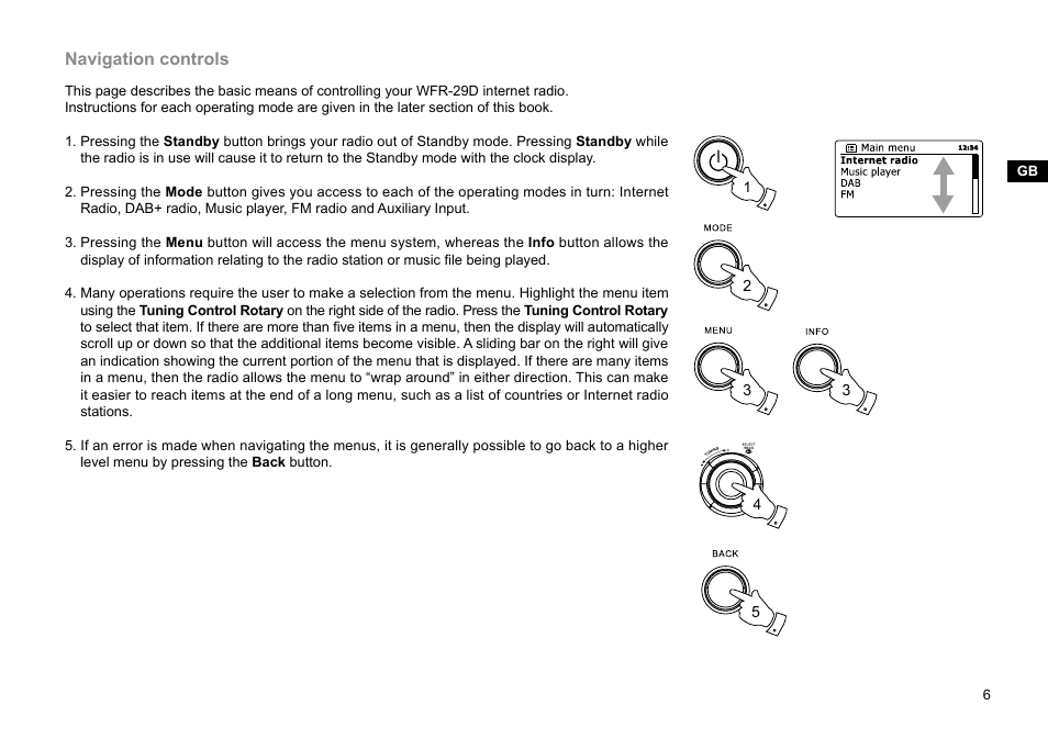 Navigation controls | Sangean WFR-29D (R1) User Manual | Page 7 / 84