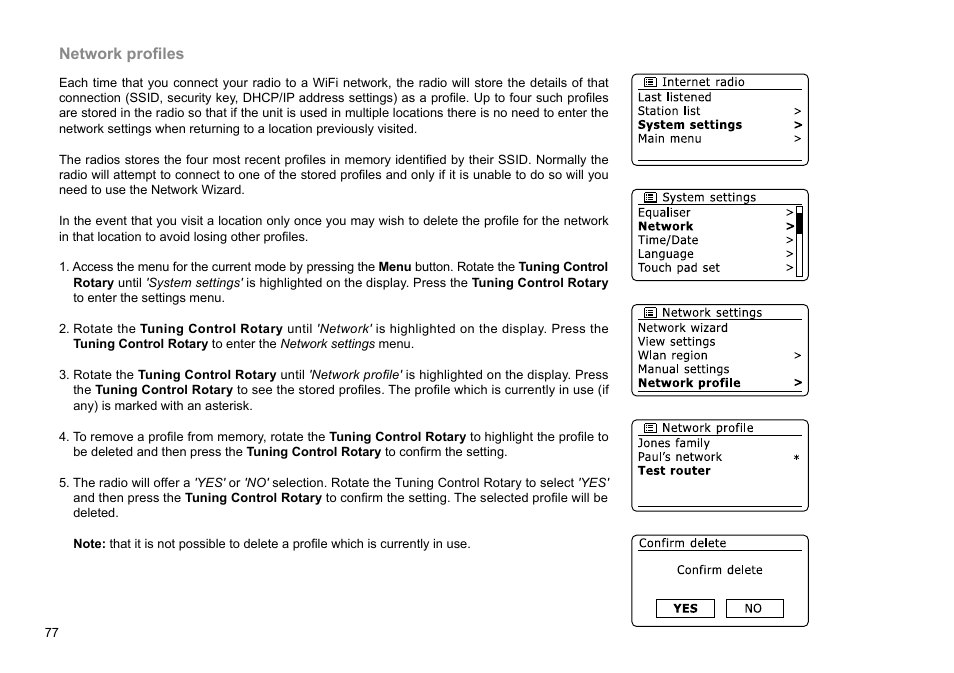 Network profiles | Sangean WFR-29D (R1) User Manual | Page 78 / 84