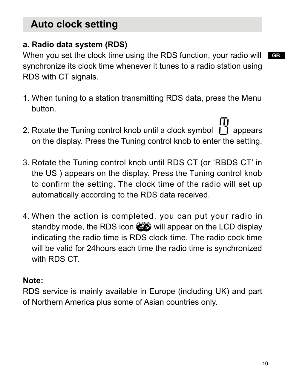 Auto clock setting | Sangean WR-2 (R1) User Manual | Page 11 / 30