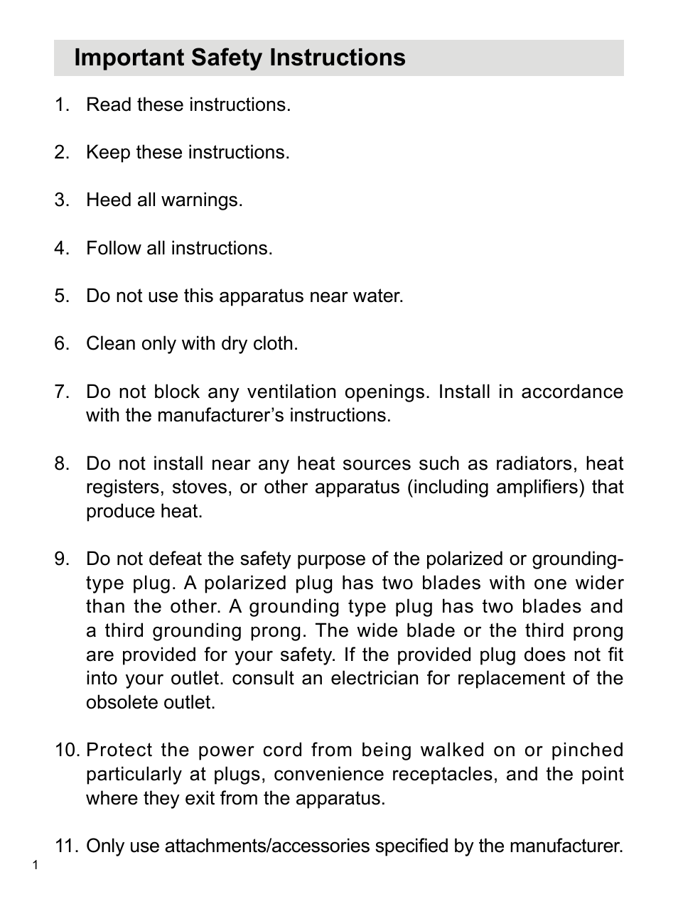 Important safety instructions | Sangean WR-2 (R1) User Manual | Page 2 / 30
