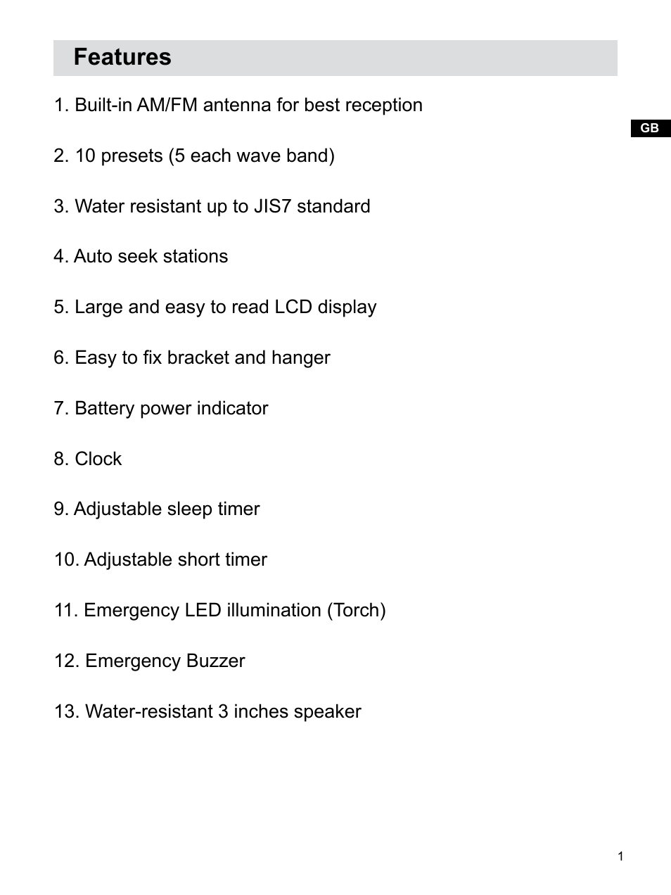 Features | Sangean H201 (R1) User Manual | Page 2 / 16