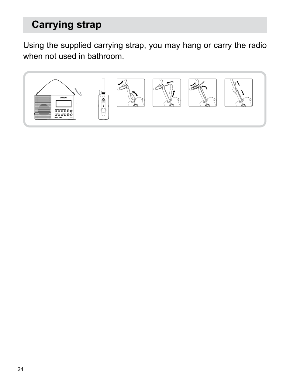 Carrying strap | Sangean H203D (R1) User Manual | Page 25 / 26