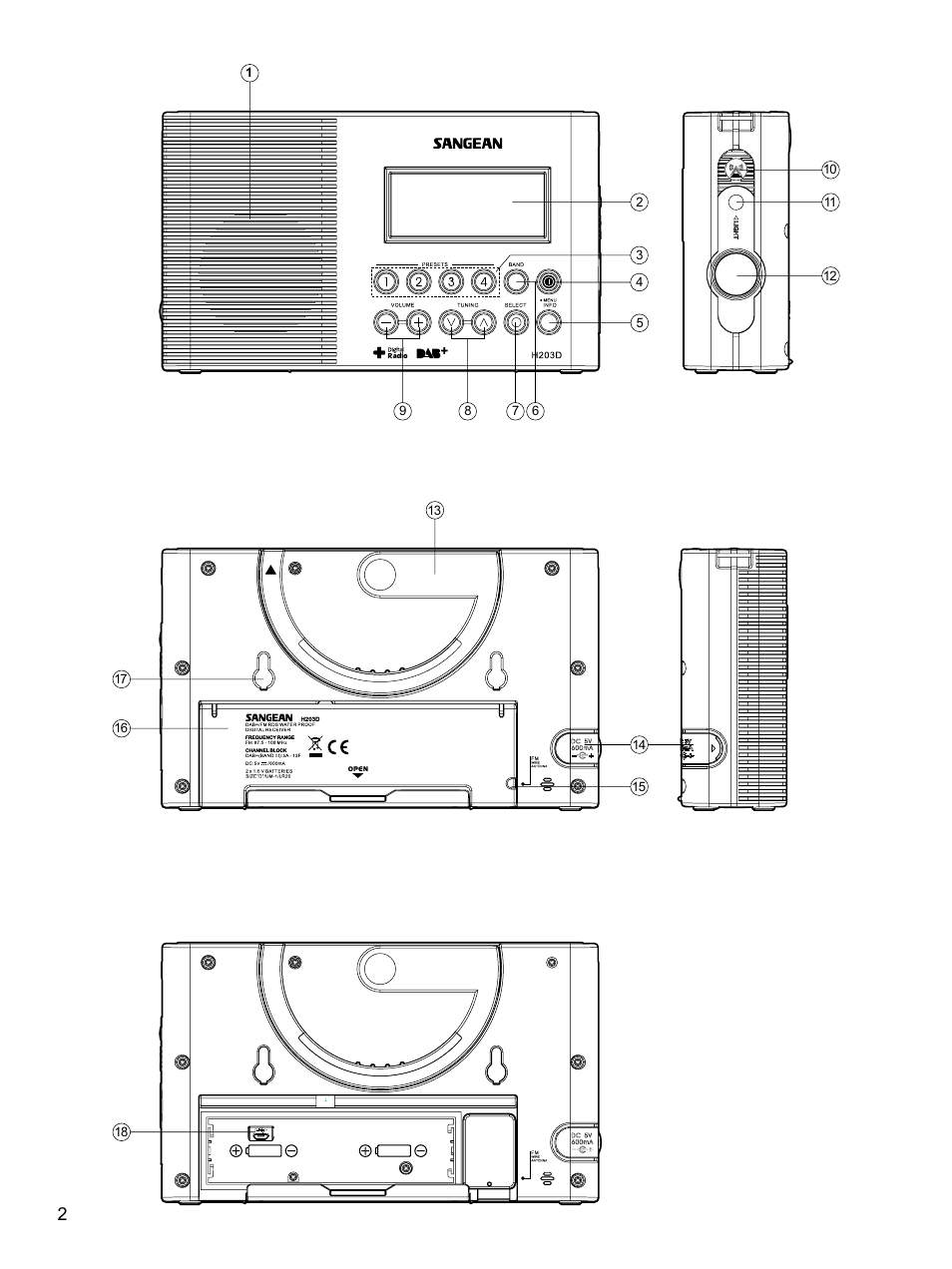 Sangean H203D (R1) User Manual | Page 3 / 26