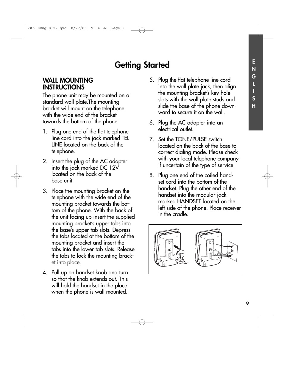 Getting started | BellSouth C500 User Manual | Page 9 / 32