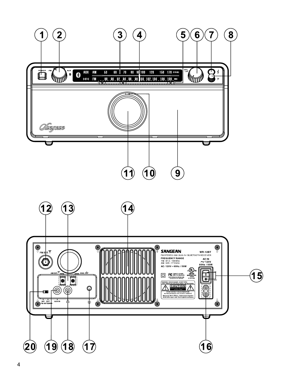 Sangean WR-12BT (R1) User Manual | Page 5 / 14